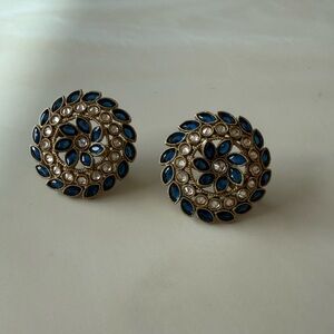 Elegant Blue and Gold Earrings